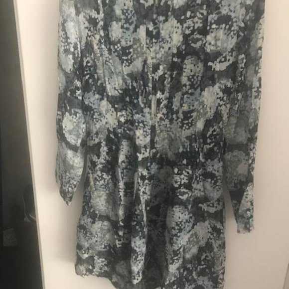 Blue/Green Watercolour Silk Minidress - Picture 3 of 3